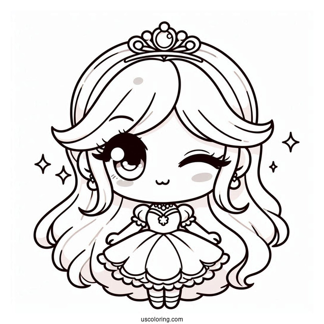 Chibi Princess Daisy Coloring Page Winking For Preschoolers