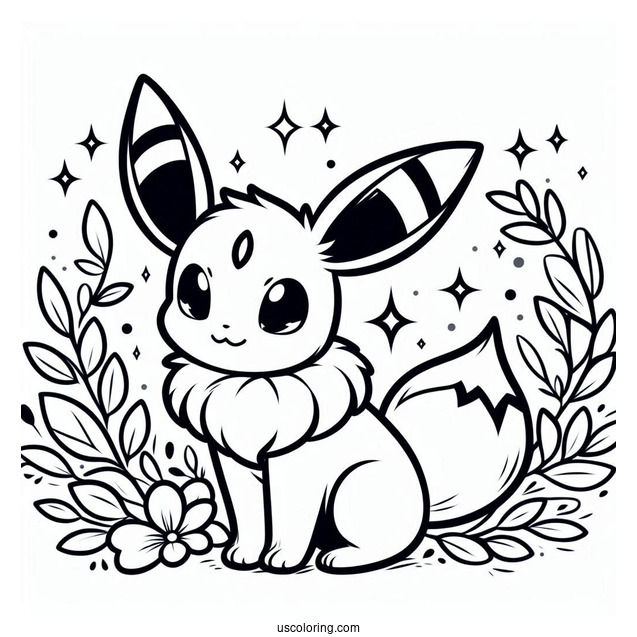 Kawaii Umbreon Eevee Coloring Sheet