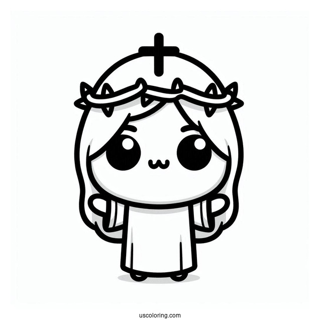 Cute Kawaii Jesus Christ Coloring In