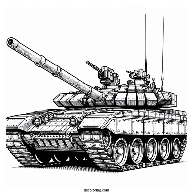 Realistic T-90M Russian Tank Coloring In