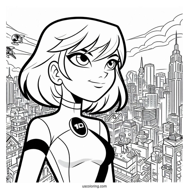 Ben 10 Coloring Page Of Adult Gwen Tennyson In The City