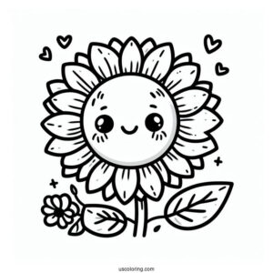 Cute Smiling Sunflower Coloring For Kids