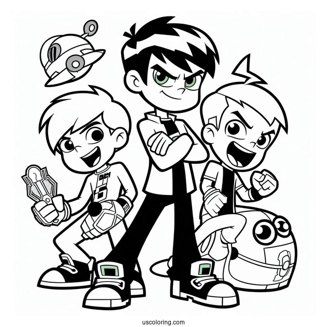 Ben 10 Coloring Page Of And Kevin Levin With Aliens