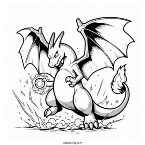 Mega Charizard X Coloring Page