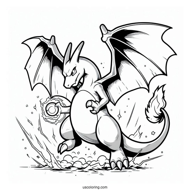 Mega Charizard X Coloring Page