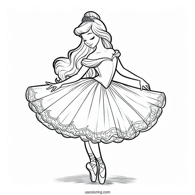 Cinderella Ballerina Coloring Page