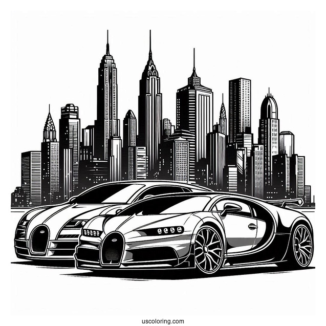 Lamborghini Revuelto vs Bugatti Coloring Page