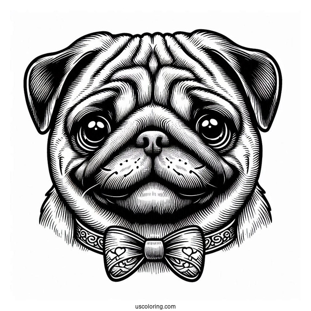 Detailed Pug Face Coloring Page