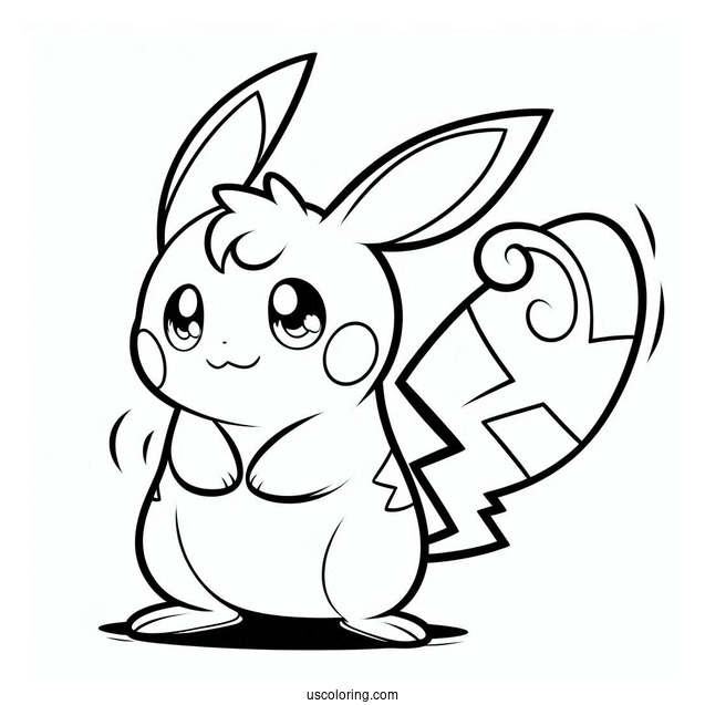 Easy Alolan Raichu Coloring Page For Preschoolers