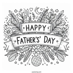 Happy Father's Day Coloring Page Of Banner