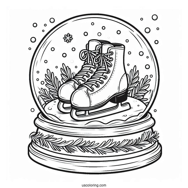 Easy Ice Skates Inside A Snow Globe Coloring Page For Kids