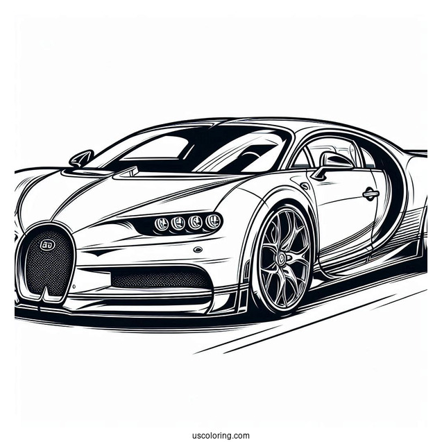 Easy Outline Of Bugatti Coloring Page Chiron For Kids