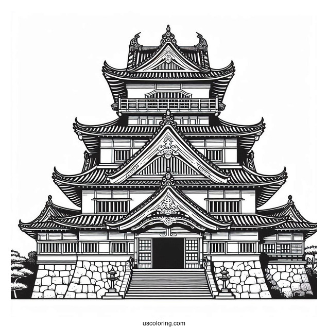 Japanese Castle Coloring Page