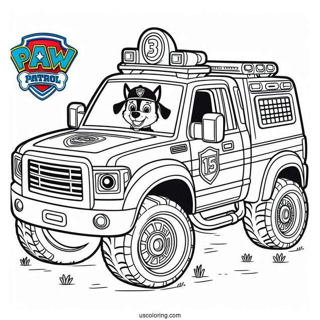 Coloring Page Of Chase In Police Truck