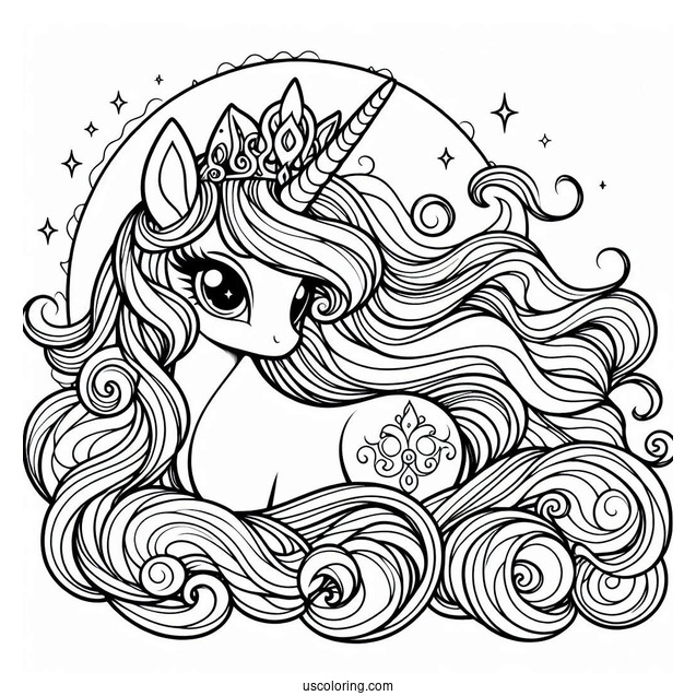 Princess Luna Coloring Page With Flowing Mane