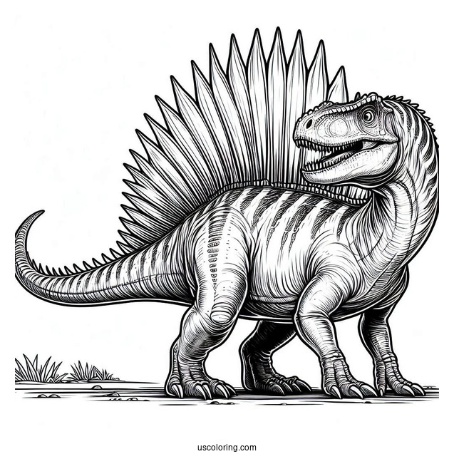 Side View Of Spinosaurus Coloring Page With Sharp Teeth And Claws