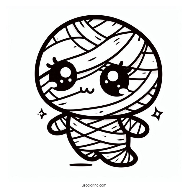 Cute Chibi Mummy Coloring Page For Kids