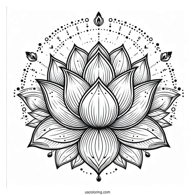 Blossoming Lotus Flower Mandala Coloring Page