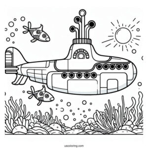 The Beetles Yellow Submarine Coloring Page