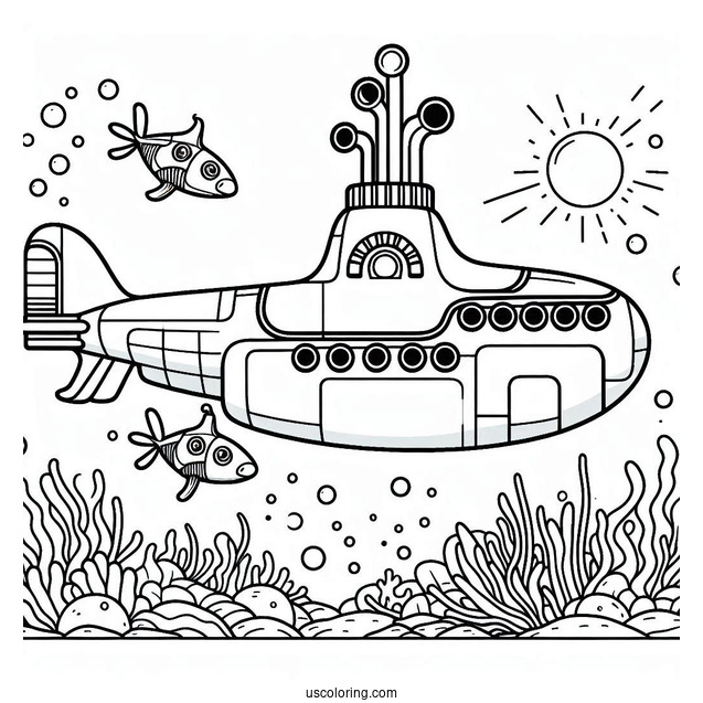 The Beetles Yellow Submarine Coloring Page