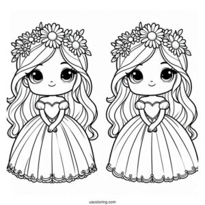 Simple Cartoon Princess Daisy Coloring Page For Kids