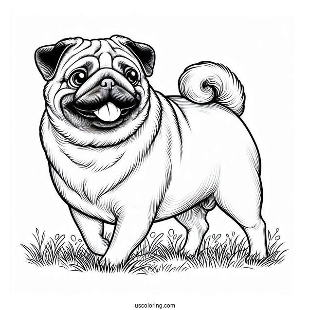 Adult Pug Walking On Grass