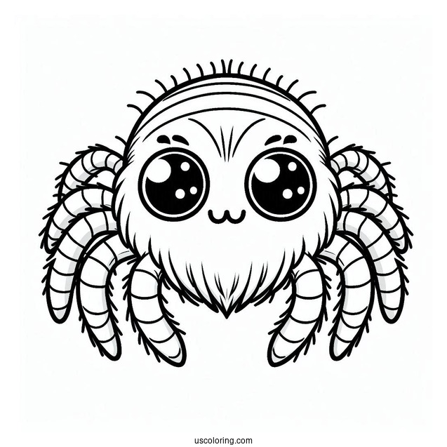 Cute Jumping Spider Coloring Page For Kids