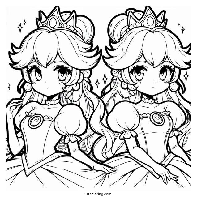 Princess Coloring Page Of Anime Princess Peach