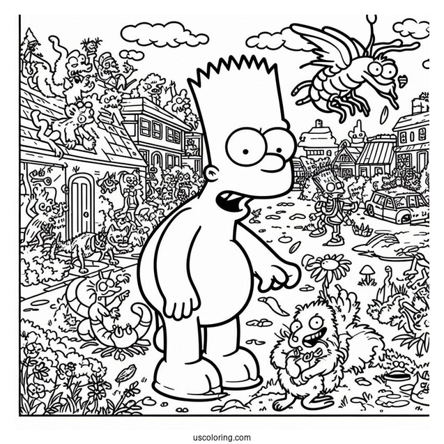 The Itchy And Scratchy Show Coloring Sheet