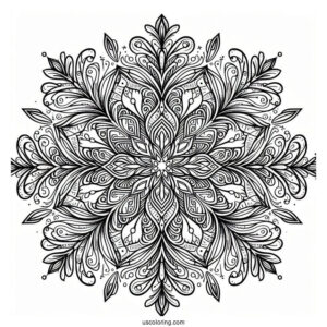 Full Page Of Intricate Snowflake Coloring Page
