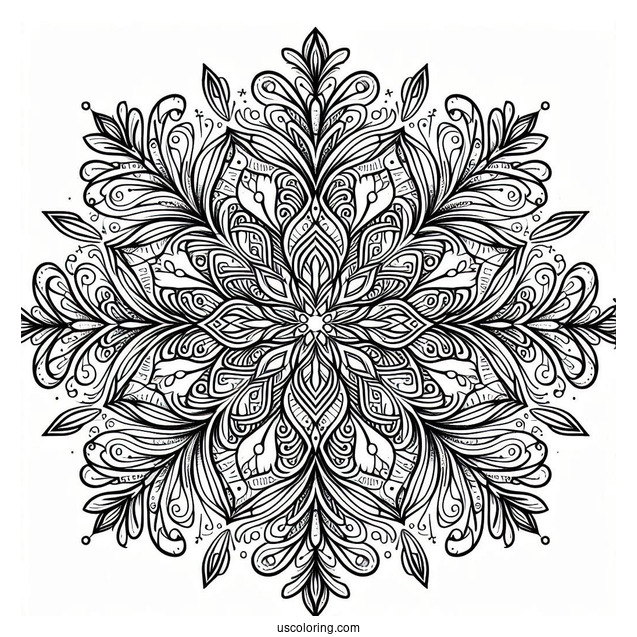 Full Page Of Intricate Snowflake Coloring Page