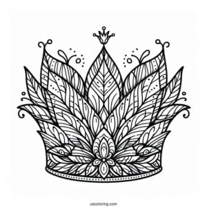 Fantasy Flower Crown Coloring Page with Elegant Petal Patterns For Kids