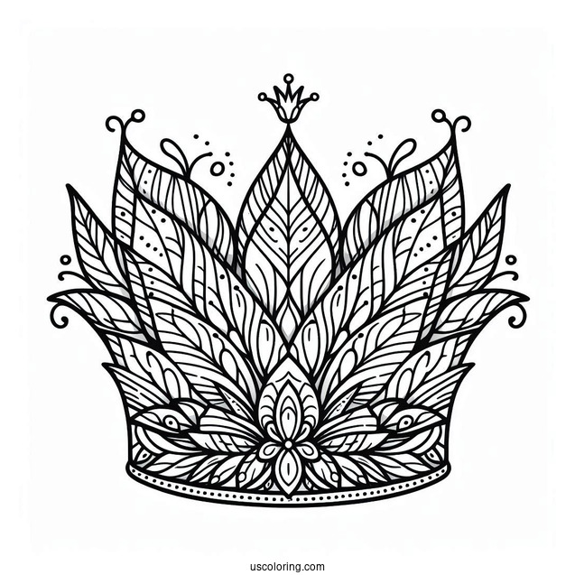 Fantasy Flower Crown Coloring Page with Elegant Petal Patterns For Kids