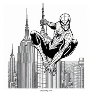 Spider-Man Scaling Skyscraper Coloring Page