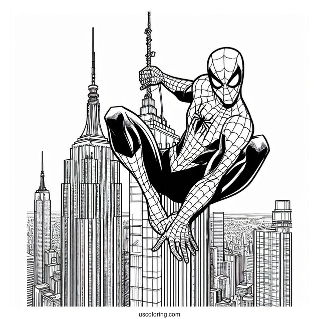 Spider-Man Scaling Skyscraper Coloring Page