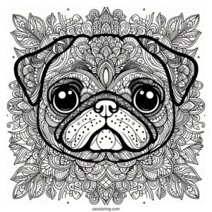 Intricate Mandala Pug Coloring Page Face For Adults