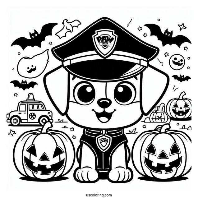Halloween Themed Paw Patrol Coloring Picture
