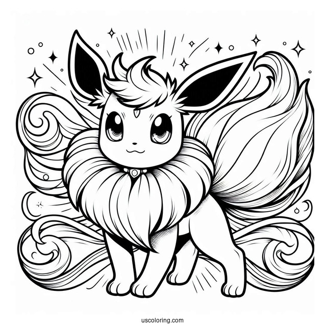 Flareon Eevee In Battle Stance Coloring In