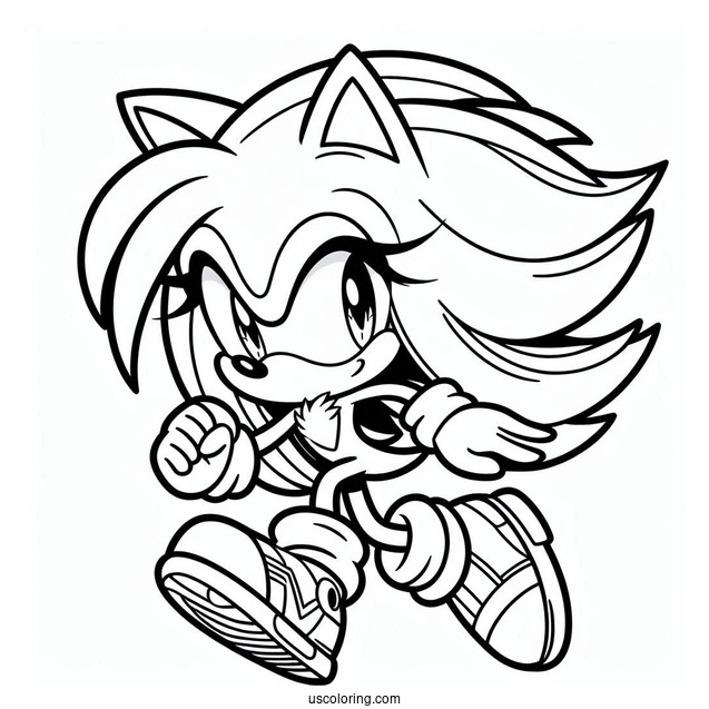 Simple Super Sonic Coloring Page Outline For Kids