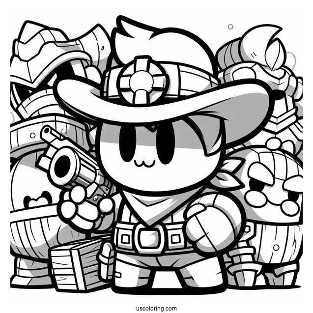 Brawl Stars Coloring Page Of Colt With Other Brawlers