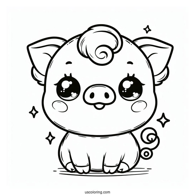 Cute Teacup Pig Coloring Page