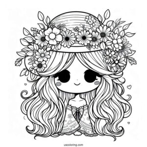 Hippie Chibi Girl With Floral Hat