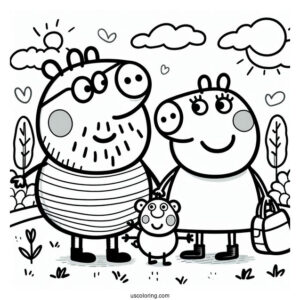 Mummy And Daddy Pig With Peppa And George