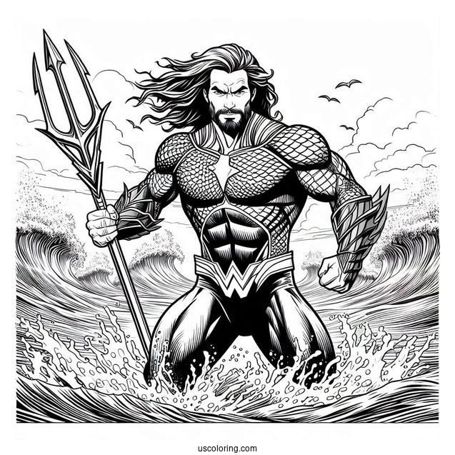 Aquaman Coloring Page Leading The Justice League