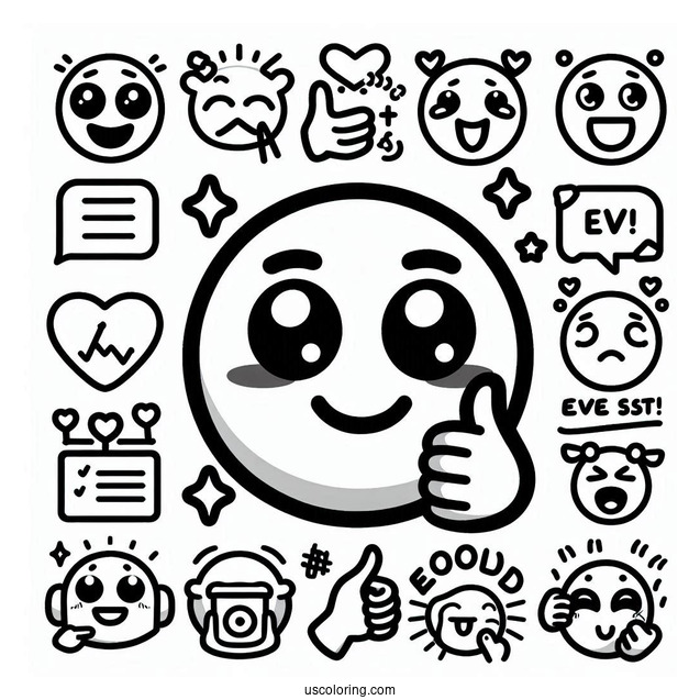 Emoji Coloring Page Of Emotions And Feelings List For Kids