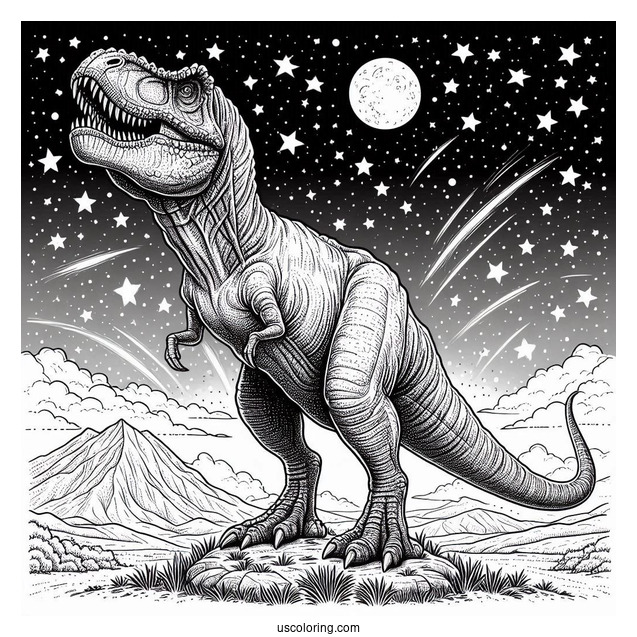 Big Tyrannosaurus Rex Under The Stars To Color