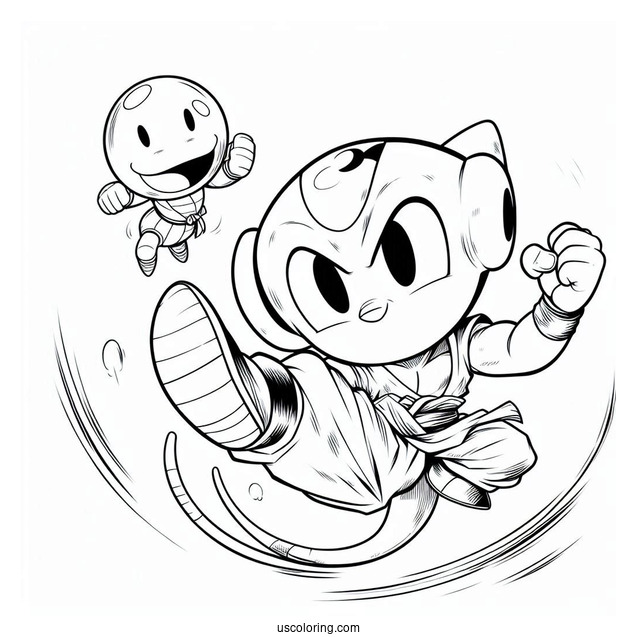 Dragon Ball Z Coloring Page Of Chiaotzu Flying Punch Pose For Kids