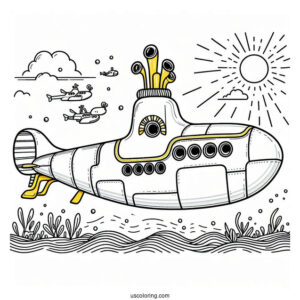 The Beetles Yellow Submarine Coloring Page