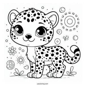 Happy Cheetah Coloring Page With Large Spots