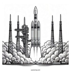 Soyuz Rocket Launching From Pad Coloring PAge